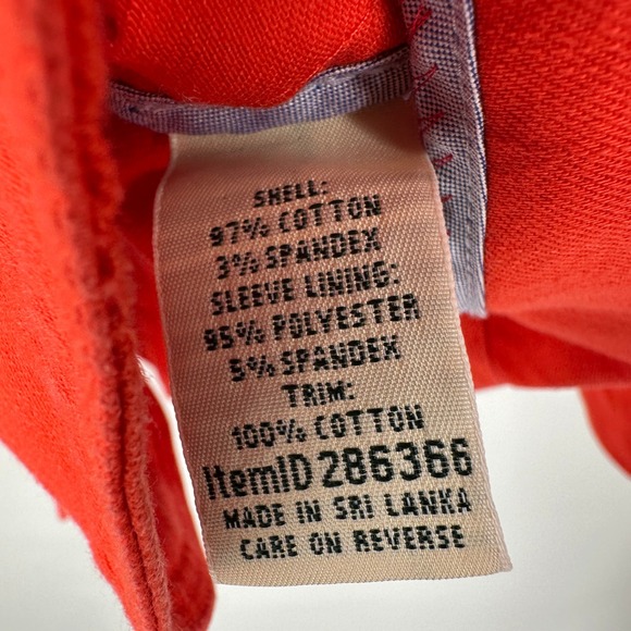 LL Bean Women's Orange Cotton Canvas Blazer Jacket Button Front Pockets Size XL - Picture 5 of 8